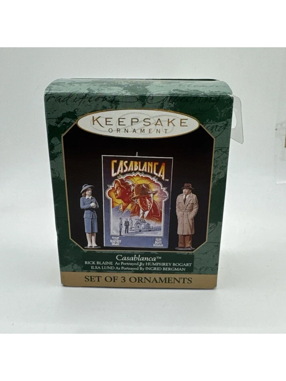 1997 Hallmark Keepsake Christmas Ornament Casablanca Set of 3 w/ Box Bogart